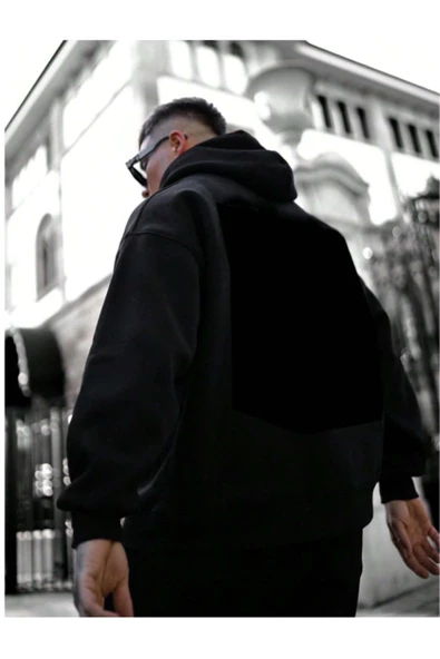 Erkek New York Baskılı Kapüşonlu Sweatshirt - Resim 11