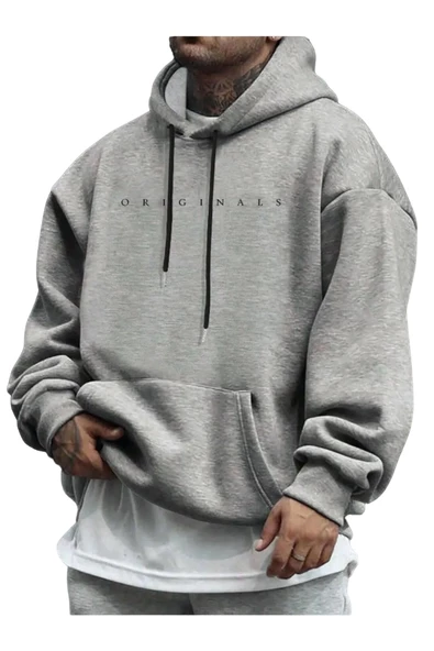 Erkek Originals Baskılı Oversize Kapşonlu Sweatshirt ürün görseli 1