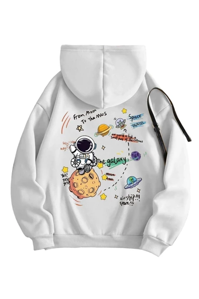Kadın Galaxy Sırt Baskılı Oversize Sweatshirt - Resim 6
