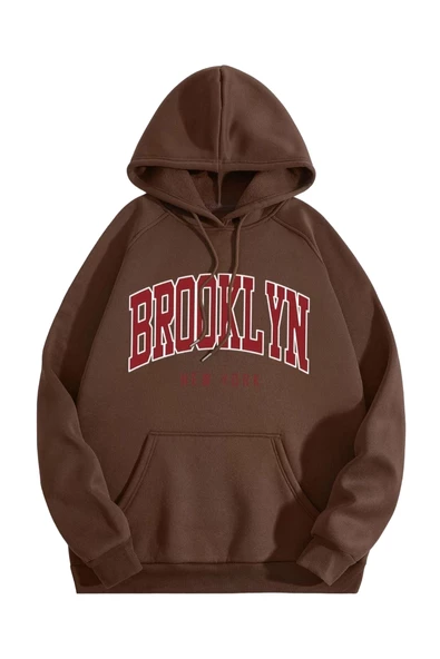Brooklyn Baskılı Kapüşonlu Sweatshirt - Resim 3