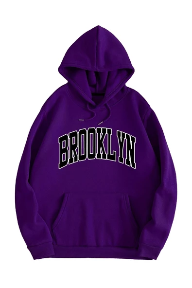 Brooklyn Baskılı Kapüşonlu Sweatshirt - Resim 4