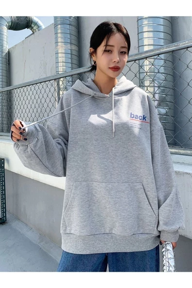 Unisex Back Baskılı Oversize Kapşonlu Sweatshirt - Resim 10