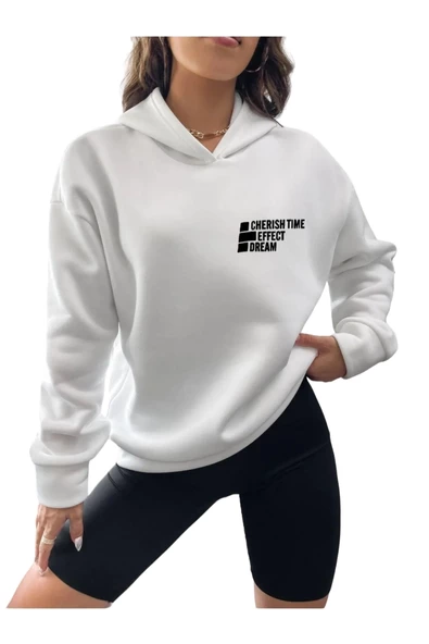 Unisex Effect Baskılı Oversize Kapşonlu Sweatshirt ürün görseli 1