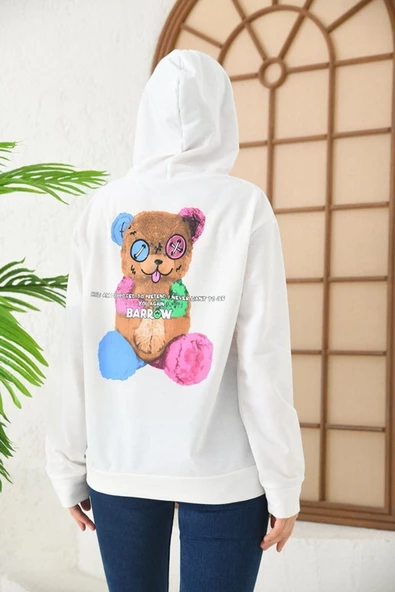 Unisex  Barrow Baskılı Oversize Kapşonlu Sweatshirt - Resim 9