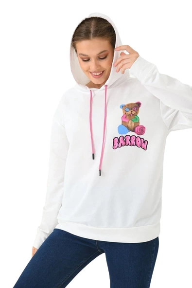 Unisex  Barrow Baskılı Oversize Kapşonlu Sweatshirt ürün görseli 1
