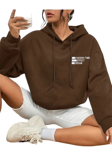 Unisex Effect Baskılı Oversize Kapşonlu Sweatshirt - Resim 2
