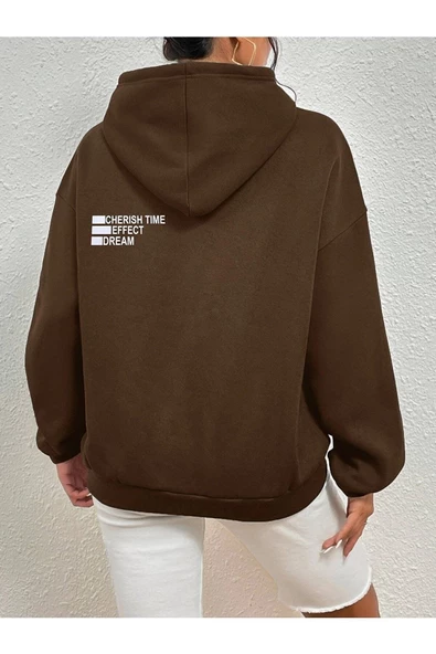 Unisex Effect Baskılı Oversize Kapşonlu Sweatshirt - Resim 10