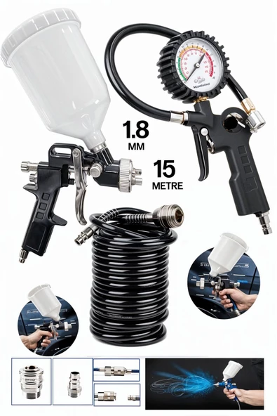 Profesyonel Üstten Depolu Profesyonel 600 cc Boya Sprey Tabancası 1.8mm Lastik Şişirme Takım ürün görseli 1
