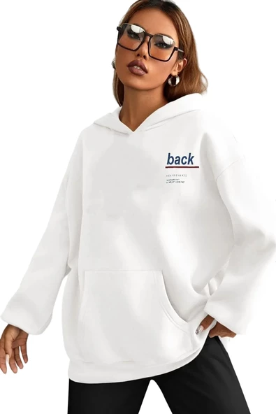 Unisex Back Baskılı Oversize Kapşonlu Sweatshirt ürün görseli 1