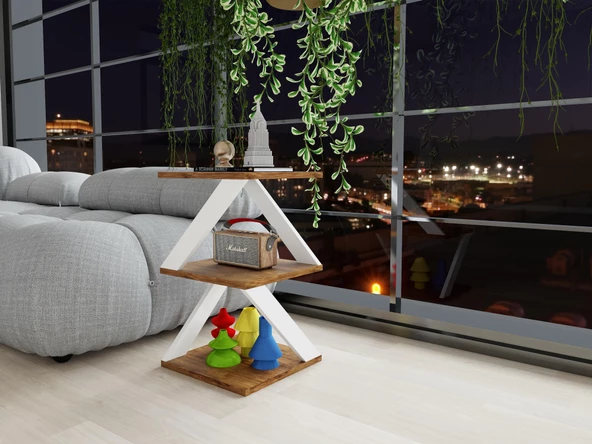 Bubon Yan Sehpa Amalfi Beyaz - Resim 3