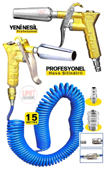 Yeni  Nesil Kompresör Spiral Hava Hortumu 8 mm 15 mt Hava Jakı  Hava Tabancası Recor Seti ürün görseli 1