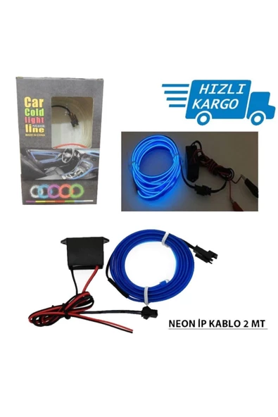 Araba Araç Içi Torpido Ledi Ip Neon Ip Led El Wire 2 Metre Mavi ürün görseli 1