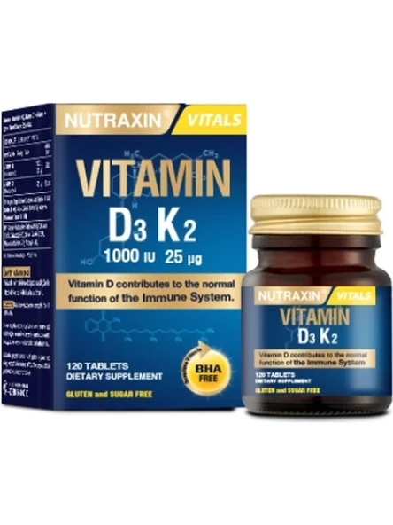Nutraxin Vitamin D3k2 1000 Iu 120 Tablet 8680512635345 ürün görseli 1