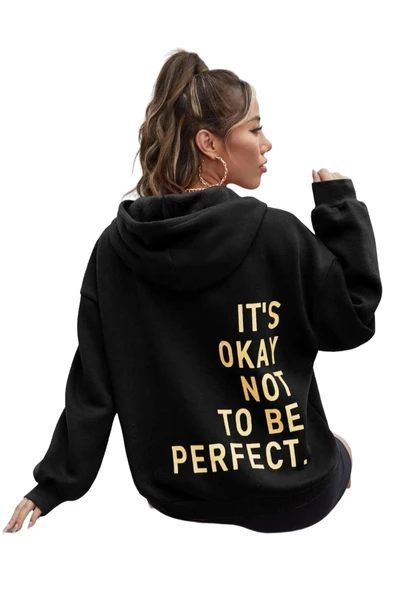 Unisex Its Okey Baskılı Oversize Kapüşonlu Sweatshirt ürün görseli 1