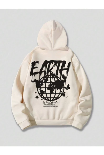 Unisex Earth Baskılı Kapüşonlu Sweatshirt ürün görseli 1