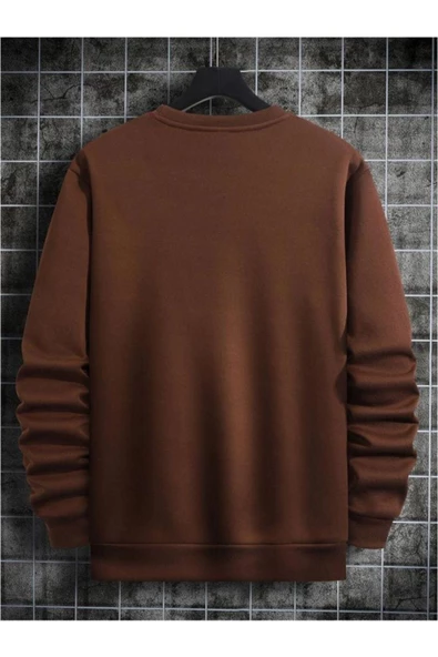 Unisex Çizgi Baskı Bisikletyaka Sweatshirt - Resim 5
