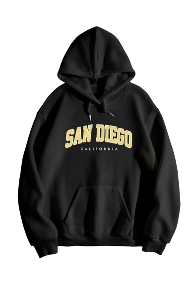 Unisex San Diego Baskılı Oversize Kapşonlu Sweatshirt ürün görseli 1