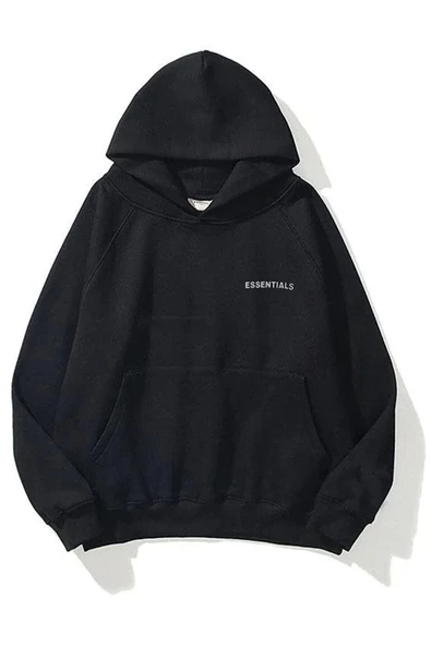 Unisex Essantial Baskılı Oversize Kapşonlu Sweatshirt ürün görseli 1