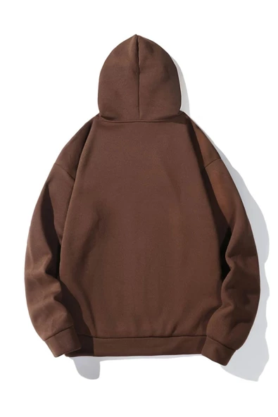 Unisex Happiest Baskılı Oversize Kapşonlu Sweatshirt - Resim 9