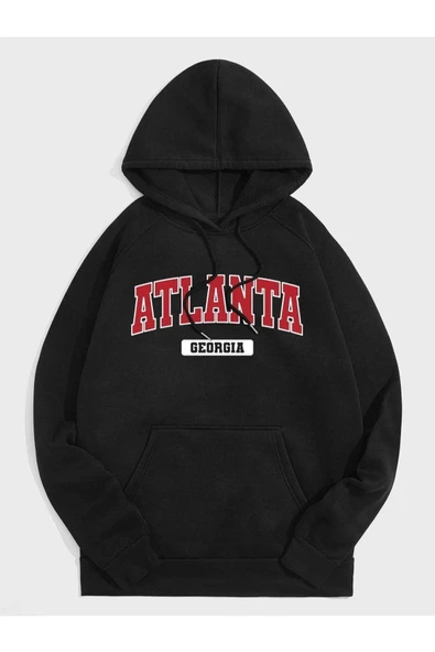 Unisex Atalanta Baskılı Oversize Kapşonlu Sweatshirt - Resim 7