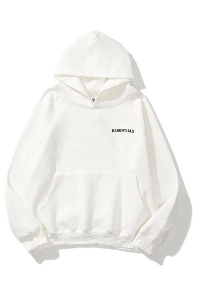 Unisex Essantial Baskılı Oversize Kapşonlu Sweatshirt - Resim 5