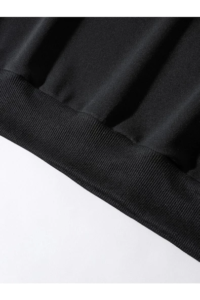 Unisex Siyah Needs Baskılı Kapüşonlu Oversize Sweatshirt - Resim 4