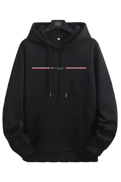 Unisex Paris Baskılı Kapşonlu Oversize Sweatshirt - Resim 2