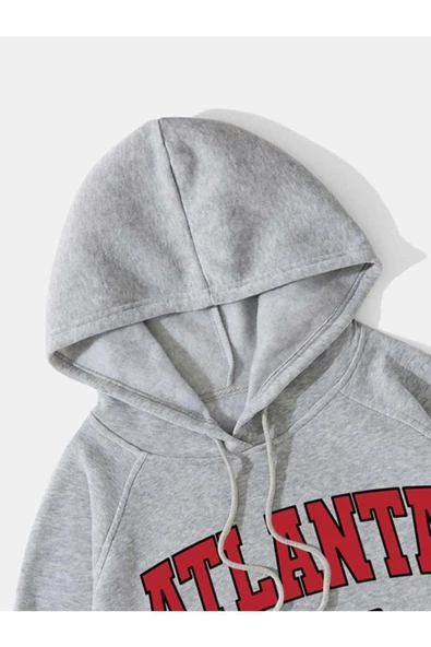Unisex Atalanta Baskılı Oversize Kapşonlu Sweatshirt - Resim 2
