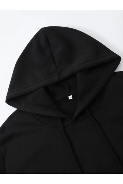Unisex Paris Baskılı Kapşonlu Oversize Sweatshirt - Resim 5