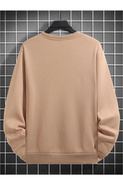 Unisex Çizgi Baskı Bisikletyaka Sweatshirt - Resim 6