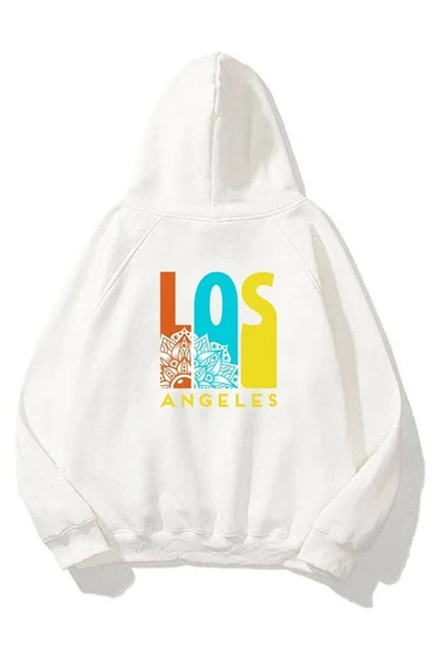 Unisex Los Angeles Oversize Kapüşonlu Sweatshirt - Resim 4