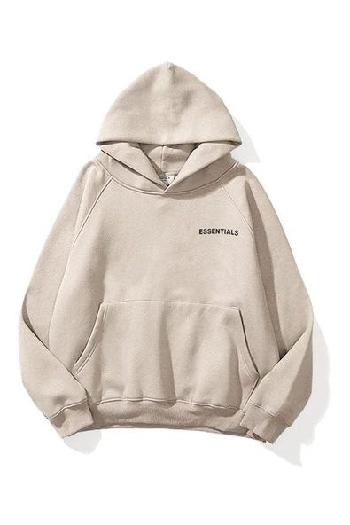 Unisex Essantial Baskılı Oversize Kapşonlu Sweatshirt - Resim 3