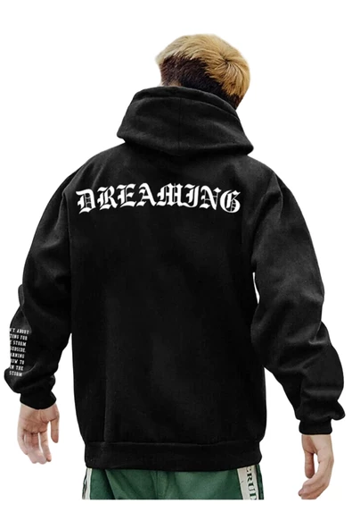 Unisex Dream Baskılı Oversize Kapşonlu Sweatshirt ürün görseli 1