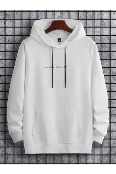 Unisex Dream Baskılı Oversize Kapüşonlu Sweatshirt - Resim 9