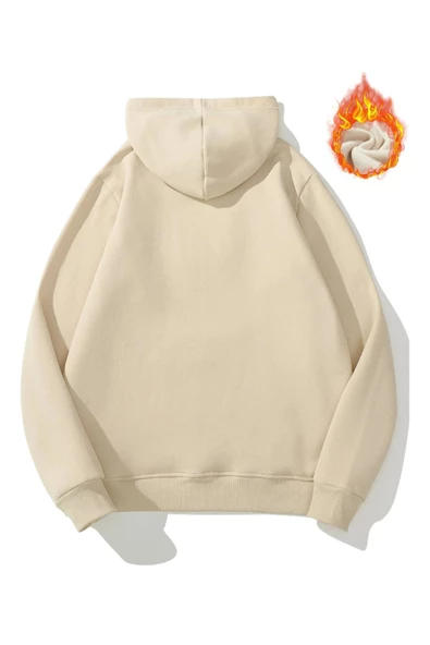 Unisex Ayıcık Baskılı Oversize Kapşonlu Sweatshirt - Resim 7