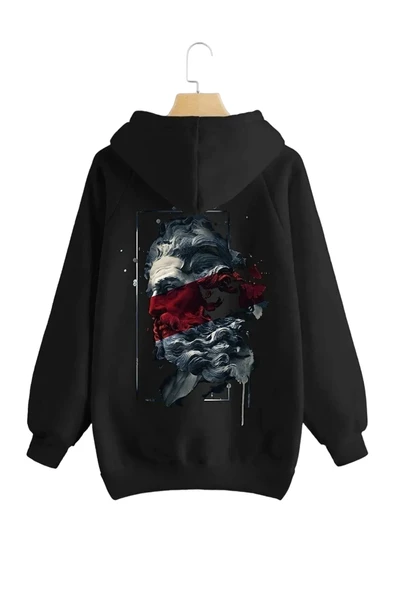 Unisex Sırt Baskılı Kapşonlu Oversize Sweatshirt ürün görseli 1