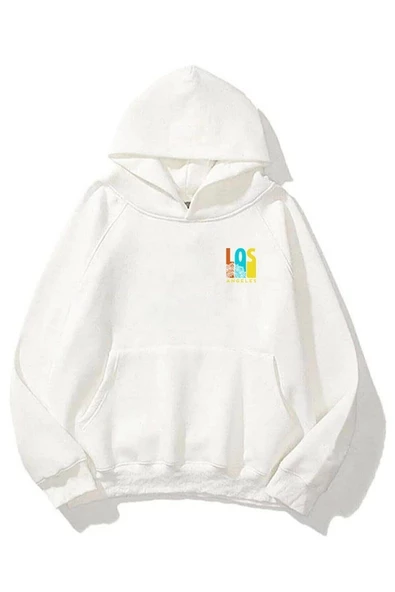 Unisex Los Angeles Oversize Kapüşonlu Sweatshirt - Resim 3