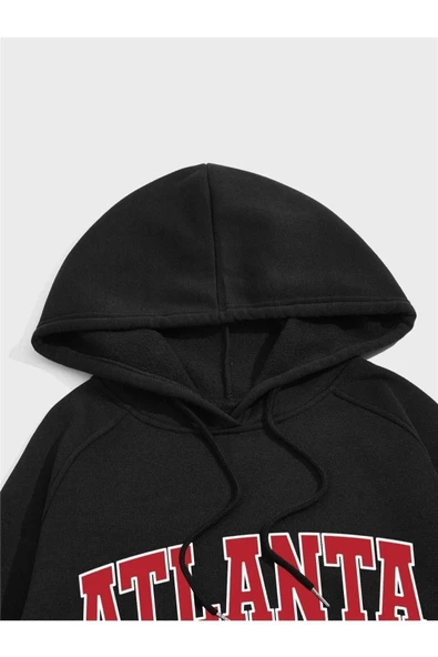 Unisex Atalanta Baskılı Oversize Kapşonlu Sweatshirt - Resim 8
