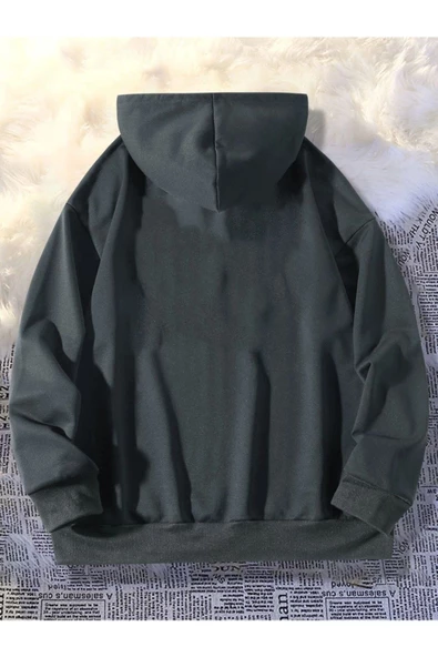 Unisex Siyah Needs Baskılı Kapüşonlu Oversize Sweatshirt - Resim 7