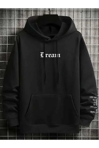 Unisex Dream Baskılı Oversize Kapşonlu Sweatshirt - Resim 5