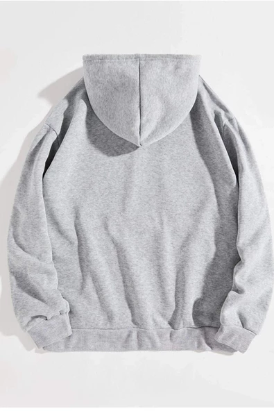 Unisex Newjersey Baskılı Oversize Kapşonlu Sweatshirt - Resim 3