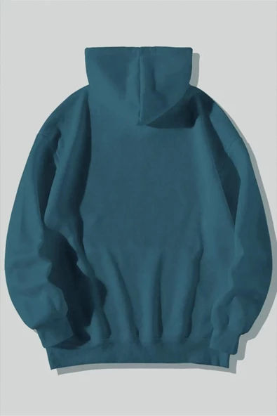 Unisex Happiest Baskılı Oversize Kapşonlu Sweatshirt - Resim 5