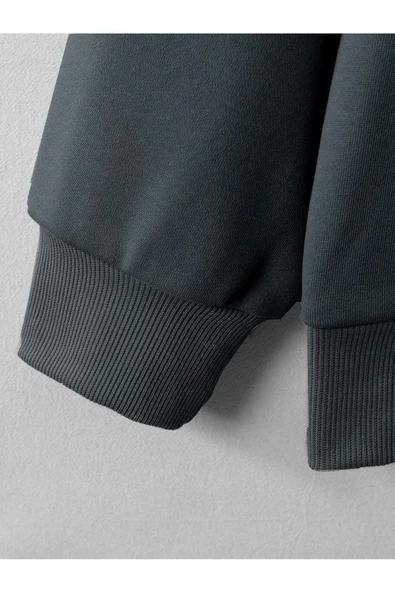 Unisex Siyah Needs Baskılı Kapüşonlu Oversize Sweatshirt - Resim 6