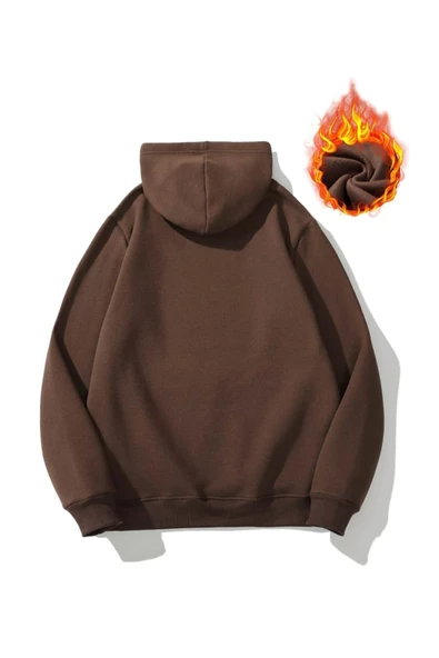 Unisex Ayıcık Baskılı Oversize Kapşonlu Sweatshirt - Resim 2