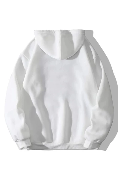Unisex Happiest Baskılı Oversize Kapşonlu Sweatshirt - Resim 12