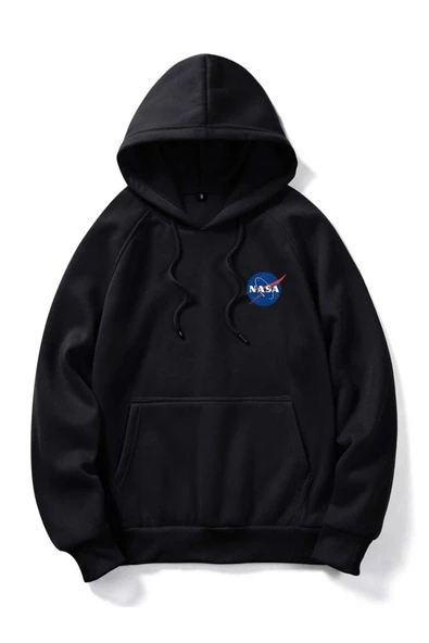 Unisex Nasa Baskılı Oversize Kapşonlu Sweatshirt ürün görseli 1