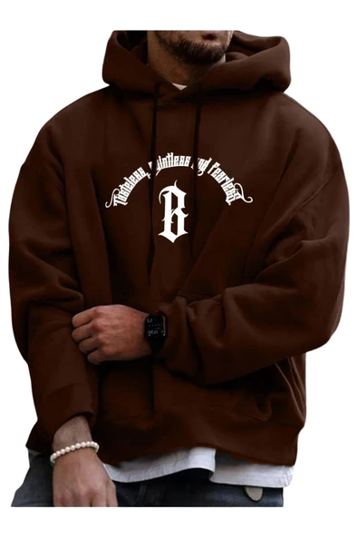 Unisex Fealress Baskılı Kapşonlu Oversize Sweatshirt ürün görseli 1