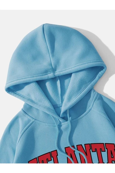 Unisex Atalanta Baskılı Oversize Kapşonlu Sweatshirt - Resim 5