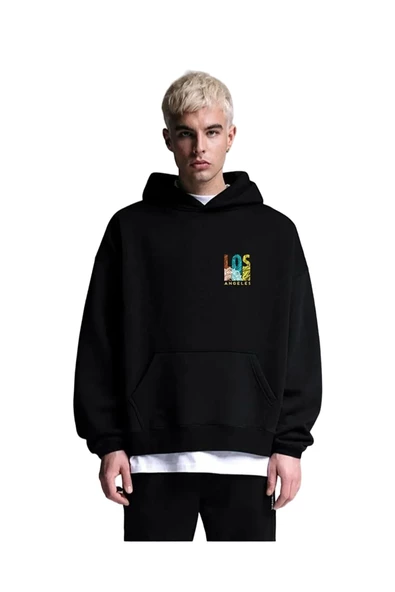 Unisex Los Angeles Oversize Kapüşonlu Sweatshirt ürün görseli 1