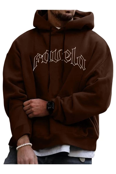 Unisex Favela Baskılı Kapşonlu Oversize Sweatshirt ürün görseli 1